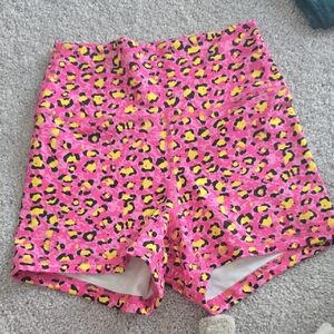 Fleo High Waist Pink and Yellow Leopard Shorts